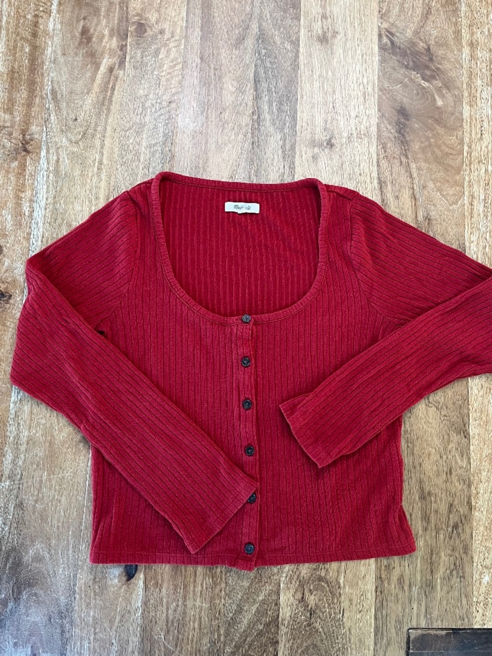 Madewell Long Sleeve Red Button Down Top
